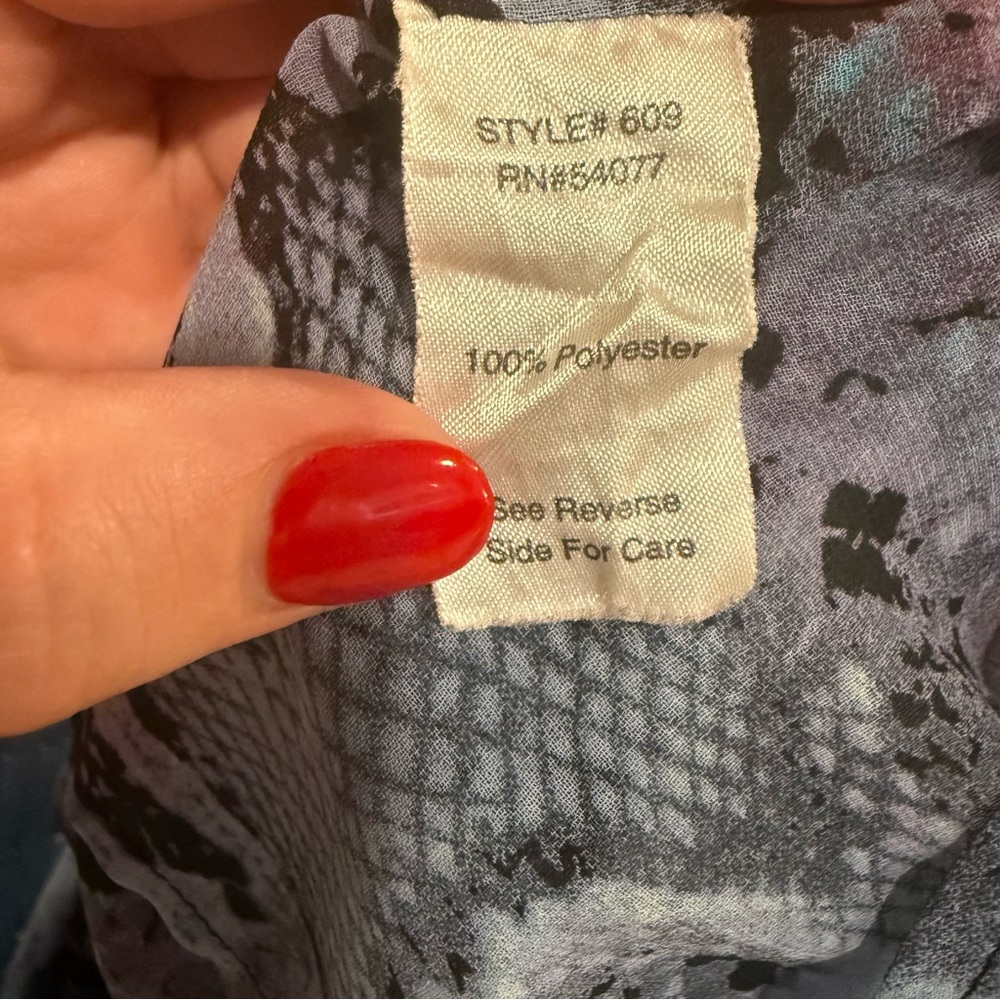 CAbi Sheer Purple and Blue Snakeskin Print Blouse Size M - Picture 4 of 4